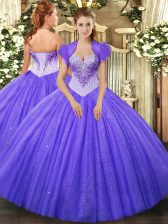  Floor Length Lavender Sweet 16 Quinceanera Dress Sweetheart Sleeveless Lace Up