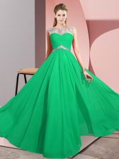 Best Sleeveless Clasp Handle Floor Length Beading Prom Party Dress