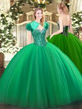  Ball Gowns 15 Quinceanera Dress Turquoise Sweetheart Tulle Sleeveless Floor Length Lace Up