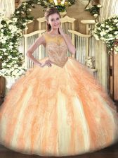 Luxurious Floor Length Multi-color Quinceanera Gowns Scoop Sleeveless Lace Up