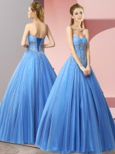 Edgy Sweetheart Sleeveless Tulle Homecoming Dress Beading Lace Up