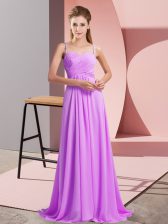 Free and Easy Sleeveless Sweep Train Ruching Backless Prom Evening Gown