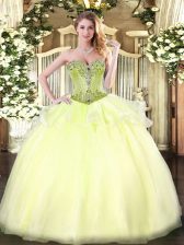 Nice Sweetheart Sleeveless Lace Up Sweet 16 Quinceanera Dress Light Yellow Organza