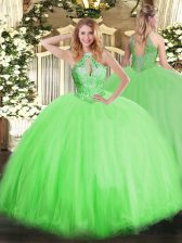  Tulle Sleeveless Floor Length Quinceanera Dress and Beading