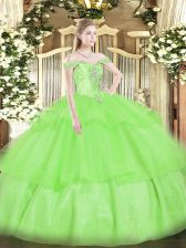 Designer Off The Shoulder Sleeveless Lace Up Quinceanera Gowns Organza