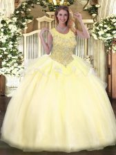 Sumptuous Organza Sleeveless Floor Length Sweet 16 Dress and Beading