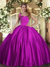  Ruching Quinceanera Dresses Fuchsia Lace Up Sleeveless Floor Length