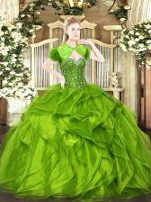 Shining Sweetheart Sleeveless Lace Up Quince Ball Gowns Organza