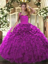 Stylish Organza Sleeveless Floor Length 15 Quinceanera Dress and Ruffles