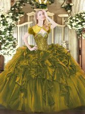 Beauteous Sleeveless Beading and Ruffles Lace Up Quinceanera Dresses