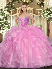  Lilac Sleeveless Beading and Ruffles Floor Length Vestidos de Quinceanera