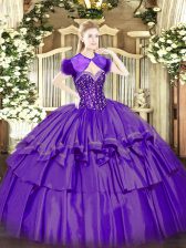  Floor Length Ball Gowns Sleeveless Purple Ball Gown Prom Dress Lace Up