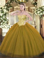 High Class Tulle and Sequined Sleeveless Floor Length Quinceanera Dress and Appliques