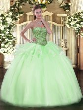 Suitable Sleeveless Beading and Ruffles Lace Up Quinceanera Dress