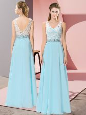 Customized Sleeveless Backless Floor Length Beading 