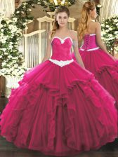 Excellent Ball Gowns Sweet 16 Quinceanera Dress Hot Pink Sweetheart Organza Sleeveless Floor Length Lace Up