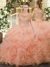 Glorious Sleeveless Beading and Ruffled Layers Clasp Handle Quinceanera Dresses