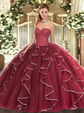  Tulle Sleeveless Floor Length Quinceanera Gowns and Beading and Ruffles