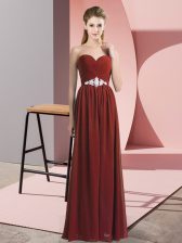  Sweetheart Sleeveless Prom Dresses Floor Length Beading Rust Red Chiffon