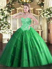 Comfortable Sleeveless Lace Up Floor Length Appliques Sweet 16 Quinceanera Dress