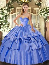  Organza and Taffeta Sleeveless Floor Length Vestidos de Quinceanera and Beading and Ruffled Layers