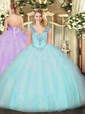  Sleeveless Ruffles Lace Up Quince Ball Gowns