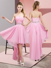 Low Price Sweetheart Sleeveless Chiffon Beading Lace Up