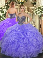 Custom Made Sleeveless Lace Up Floor Length Beading and Ruffles Sweet 16 Dresses