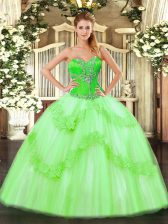 Cheap Tulle Lace Up Ball Gown Prom Dress Sleeveless Floor Length Beading and Ruffles