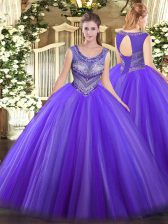  Floor Length Ball Gowns Sleeveless Eggplant Purple Sweet 16 Dresses Lace Up