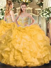 Admirable Sleeveless Beading and Ruffles Lace Up Quinceanera Dresses