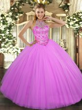 Fashionable Lilac Sleeveless Beading Floor Length Quinceanera Dresses