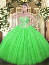 Noble Sweetheart Sleeveless Tulle 15 Quinceanera Dress Appliques Lace Up