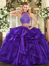  Sleeveless Beading and Ruffled Layers Criss Cross Sweet 16 Dress