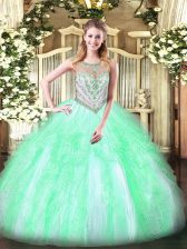 Luxurious Sleeveless Zipper Floor Length Beading and Ruffles Quinceanera Gown