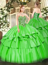  Sleeveless Lace Up Floor Length Beading and Ruffled Layers Sweet 16 Quinceanera Dress