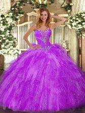  Floor Length Ball Gowns Sleeveless Eggplant Purple Vestidos de Quinceanera Lace Up