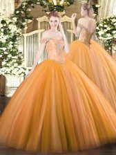 Free and Easy Orange Sleeveless Beading Floor Length Quinceanera Dresses