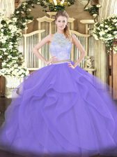  Floor Length Lavender Quinceanera Gowns Scoop Sleeveless Zipper