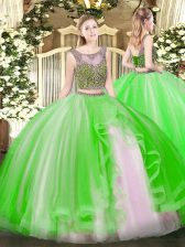 Discount Scoop Neckline Beading and Ruffles Sweet 16 Dress Sleeveless Lace Up