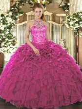Graceful Sleeveless Beading and Ruffles Lace Up Vestidos de Quinceanera
