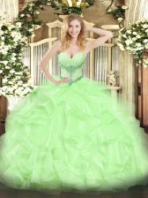 Sleeveless Lace Up High Low Beading and Ruffles Quinceanera Gowns