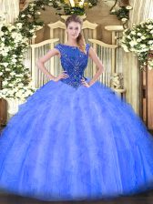  Sleeveless Beading and Ruffles Zipper 15th Birthday Dress
