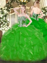Fantastic Sleeveless Lace Up Floor Length Beading and Ruffles 15th Birthday Dress
