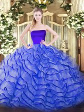 Charming Sleeveless Brush Train Ruffles Zipper Sweet 16 Quinceanera Dress