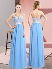 Charming Chiffon Sleeveless Floor Length and Lace