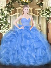 Modern Sleeveless Beading and Lace and Ruffles Zipper 15 Quinceanera Dress
