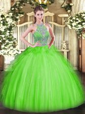  Sleeveless Beading and Ruffles Lace Up Quinceanera Dresses