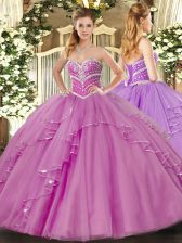  Sleeveless Lace Up Floor Length Beading and Ruffles Sweet 16 Quinceanera Dress