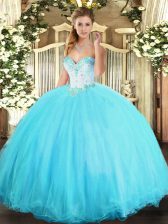 Stylish Sleeveless Lace Up Floor Length Beading Quinceanera Dress
